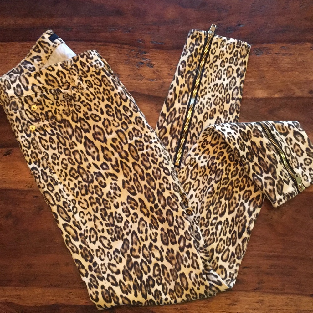 7 for all mankind leopard skinny jeans